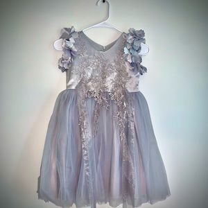 Silver Fancy Girls Dress Size 8